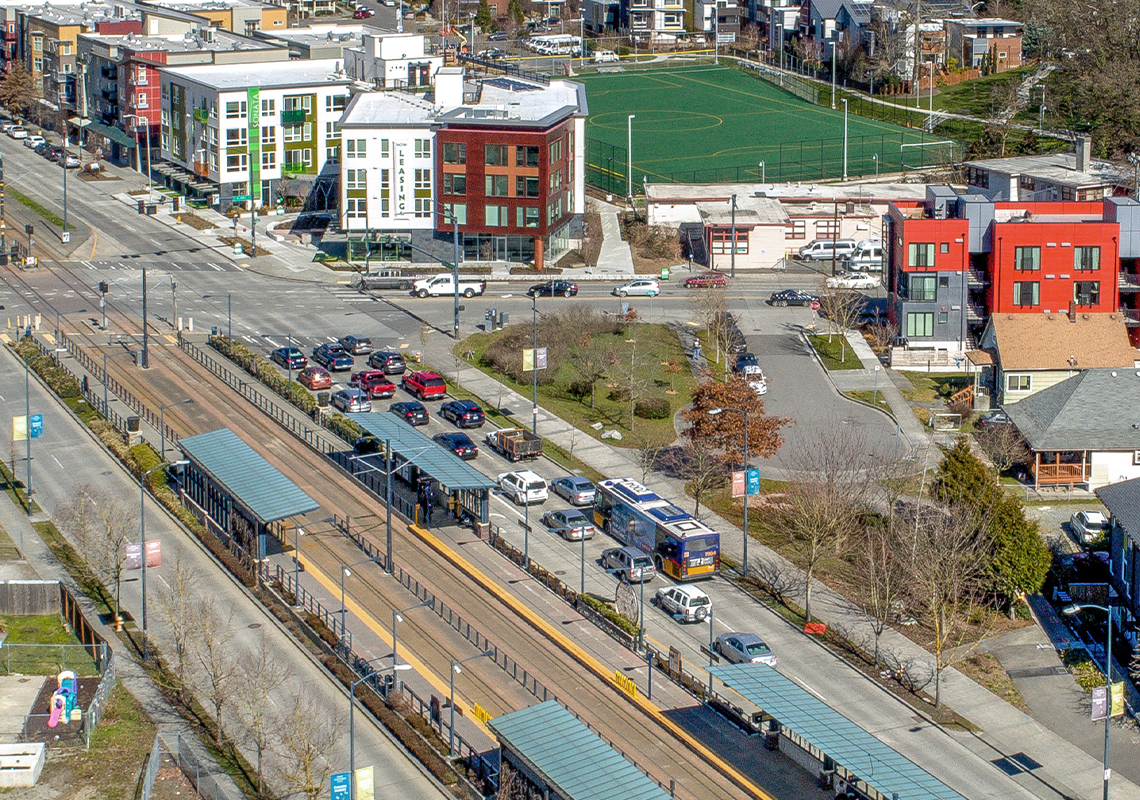Housing development close to Link light rail transit stop. Photo: Heiser Media