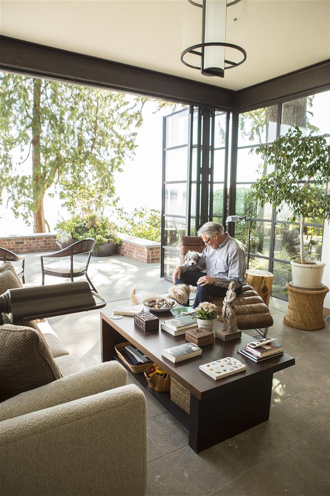 Jeff Santerre of Prestige Residential Construction in the Bookhouse sunroom